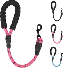 fogman ショートリード 短引き 60cm 犬 大型犬 コントロール 散歩 安心 シンプル(ピンク)