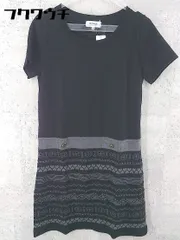 ◇ SONIA RYKIEL ソニアリキエル 切替ボーダー柄 半袖 膝丈 ニット ワンピース サイズ38 ブラック グレー レディース 【中古】 【1002801322878】のサムネイル