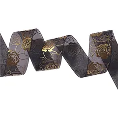 箔押しローズサテンリボン