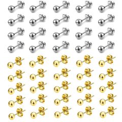 【迅速発送】サムコス ピアス 20ペアセット ピアス シルバー10ペア+ゴールド10ペア 丸玉ピアス ステンレス 丸玉 ボール 記念日 誕生日 3mm プレゼント男女兼用 アクセサリー