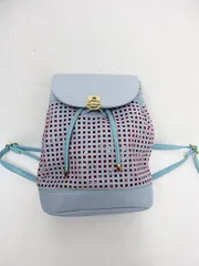 【送料無料】【未使用】サマンサベガ Samantha Vega ミニリュック デイパック パンチングレザー 水色 金具ゴールド ■管理番号L27332YER-231008-50-3(990)(4)