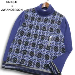 新品★ UNIQLO × JW ANDERSON ユニクロ JWアンダーソン プレミアム ラム ウール タートル ニット セーター Sz.L メンズ 紺