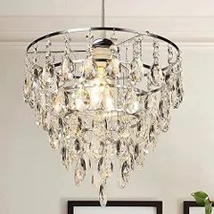新品 DINGLILED シャンデリア クリスタル 天井照明 ペンダントライト おしゃれ 照明器具 リビング 1灯 LED対応 e26口金 ガラス 水晶 安い 可愛い キラキラ 北欧 洋風 ロマンチック ダイニング 玄関 書斎 インテリア 【電球別売り】