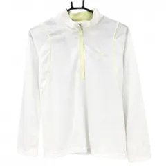 【美品】ルコック 長袖ハイネックシャツ 白×イエロー ハーフジップ レディース L ゴルフウェア le coq sportif