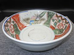 ☆古陶 古美術 時代物 伊万里 色絵 山里図 盛鉢 鉢 大どんぶり type-A