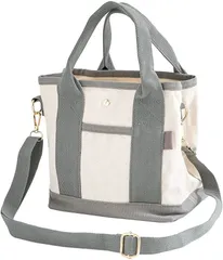 Crossmarbery(クロスマーベリー) ミニトートバッグ 2way ショルダーバッグ キャンバス ハンドバッグ 手提げ 軽量 R36 AV/GY( アイボリー/グレー)
