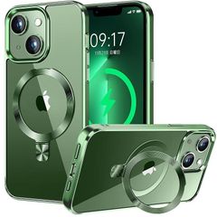 CSZENMEN【CD MagSafeリング・スタンド一体】iPhone13 用クリアケース[MagSafe対応・隠しスタンド] [本体の色・メッキバンパー]ストラップホール付き 角度調整可 米軍MIL規格取得・耐衝撃 アイホン13透明ケース スマホケース13