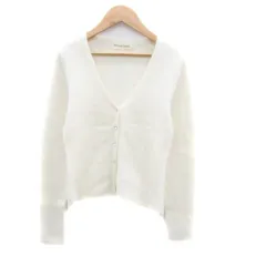 プライベートレーベル Private label ニットカーディガン Vネック ミドル丈 ウール アンゴラ混 M オフホワイト /HO8のサムネイル