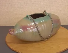 貴重品　長崎　波佐見　火恵山焼　陶楽作　天目ヒワ流し　23ｃｍ　手づくり　花瓶 貴重品 長崎 波佐見 火恵山焼 陶楽作 天目ヒワ流し 23cm