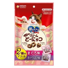 【同梱不可】【3個セット】 ユニ・チャーム 銀のスプーンおやつお魚味クリームどーにゃつ2種のアソートまぐろ&かつお味72g