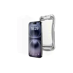 NIMASO アンチグレア iPhone 16 Plus/iPhone 15 Plus用 ガラスフィルム 反射防止 簡単に貼り付け 保護フィルム 指紋防止 自動除塵 サラサラ 高感度タッチ 強化ガラス フィルム ガイド枠付き 2枚セット アイフォン 16  1