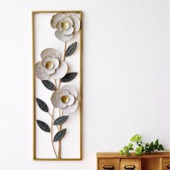壁飾り アイアン 壁掛け インテリア アートパネル 花 植物 ゴールド 和 モダン リビング 玄関 お洒落 雑貨 アイアンの壁飾り フラワーフレーム