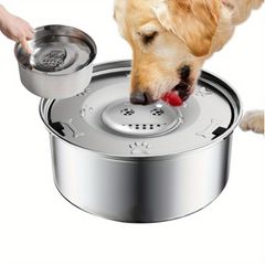 こぼれ防止101オンスステンレス製犬用水鉢 - 大型 滑り止めPET製水分補給ディスペンサー ゆっくり飲みやすい機能付き
