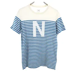 THE NORTH FACE ノースフェイス ボーダー柄 半袖 Tシャツ L ホワイト アウトドア NT31488 メンズ 古着