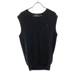 ポロバイラルフローレン ロゴ刺繍 Vネック コットン ニットベスト XS ネイビー Polo by Ralph Lauren メンズ