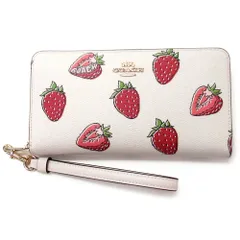 【新品 未使用】コーチ 財布 COACH アウトレット ロング ジップ アラウンド ウォレット ストロベリー プリント いちご フルーツ柄 長財布 CAO90 IMCAH