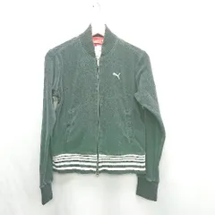 ◇ ⊇ PUMA プーマ ワンポイント刺繍 長袖 パーカー サイズL ブラック系 レディース E  【1501230016049】