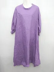 ◇ ◎ LOWRYS FARM ナイロン混 ビックシルエット 長袖 膝下丈 ワンピース サイズF パープル レディース P  【1310020000973】