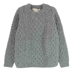 INVERALLAN インバーアラン 茶タグ 英国製 1A CREW-NECK KNIT ウール ケーブル ニット セーター グレー系 サイズ表記無【中古】のサムネイル
