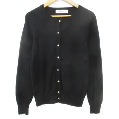 グリーンレーベルリラクシング ユナイテッドアローズ green label relaxing ニットカーディガン ミドル丈 ウール 無地 S 黒 ブラック /FF36