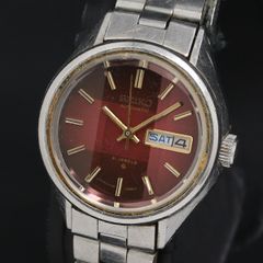 自動巻き】SEIKO 腕時計 17石 ワインレッド文字盤 レトロ - メルカリ