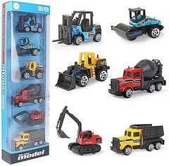 TradeWind ミニカー 働く車 建設車輛 工事現場 作業車 モデルカー 砂場遊び 模型 合金製 くるま おもちゃ ショベルカー クレーン車 6台セット マルチカラー(マルチカラー6個)