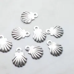 ＊25個＊ シェル チャーム ステンレス 7.5x6mm 貝 モチーフ 貝殻 ステンレス鋼色 cm059s