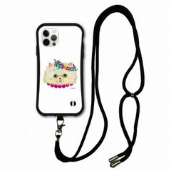 [iPhone13 Mini] iPhone15 Pro i-coron 케이스 스마트 폰 숄더 첨부 동물 무늬 동물 아이폰 13 Pro 14 Pro Max 12 11 se2 se3 스마트 폰 케이스 숄더 스트랩 어깨걸이 흰색 고양이 긴 머리 고양이 고양이