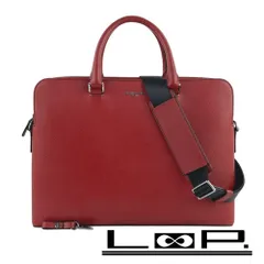 ■美品■　マイケルコース ブリーフケース イタリアンレザー ビジネス バッグ メンズ レッド 【365904】1のサムネイル
