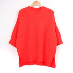 ザラ ニット セーター プルオーバー 5分袖 ハイネック シンプル 無地 トップス レディース Mサイズ オレンジ ZARA 【中古】