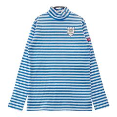 サイズ：2 MASTER BUNNY EDITION マスターバニーエディション  ハイネック 長袖Tシャツ ボーダー ブルー系 [240101487774] ゴルフウェア レディース ストスト