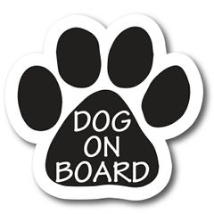 車用 肉球 マグネット "DOG ON BOARD" ワンちゃんが乗っています！ 12cm×13cm
