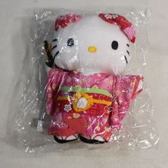 ハローキティ　ちりめん 日本人形　ぬいぐるみ　M　ピンク