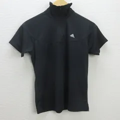 G■アディダス/adidas GOLF 半袖ハーフジップポロシャツ/ゴルフウエア【L】黒/LADIES/83【中古】■