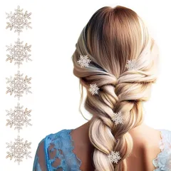 新品 RMY.H クリスマス ヘアピン ヘアクリップ パール 雪の結晶 ヘアピン 雪の結晶 髪飾り クリスマスアクセサリー パールの装飾付きヘアクリップ 5個セット