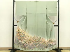 本加賀友禅 畠山登 白山紬 作家物 着物 正絹 袷 広衿 RK-3266
