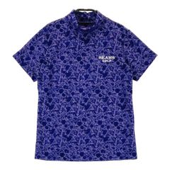 美品 ビームスゴルフ モックネック 半袖シャツ XL パープル ボタニカル 