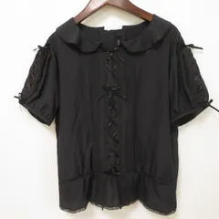#snc インゲボルグ INGEBORG シャツ ブラウス 黒系 半袖 レースアップ リボン レース バックボタン レディース [950545]のサムネイル