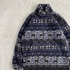 【WoolRich】米国製　筆記体タグ　フリース　ハーフジップ　状態良好　サイズM ウールリッチ　鹿　アニマル柄　USA