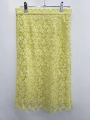 ◇ ⊂ Techichi テチチ レース 花柄 膝下丈 ナロー スカート サイズM イエロー レディース E  【1411130016592】