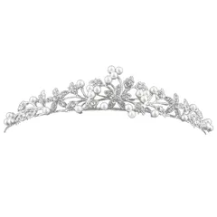 YFFSFDC 王冠 ティアラ クラウン 花柄 花嫁 ヘアアクセサリー パール ティアラ 誕生日 卒業式 ページェント 写真撮影 ウエディングドレスアクセサリー 女性の髪飾り 結婚式 成人式 誕生日会