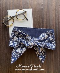 ⭐️12点売れました⭐️リバティ 紺 白花柄 薄手 綿100%  ネッククーラー 夏 保冷剤・冬 カイロ 対応 スカーフ