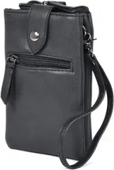 Lelotte メンズ スマホポーチ ベルトポーチ 縦型 小型 カラビナ付き ヒップバッグ ウエストバッグ(ブラック)