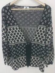 ◇ ABITOKYO アビトーキョー 総柄 長袖 ニット カーディガン ブラック ベージュ レディース  【1206220005378】