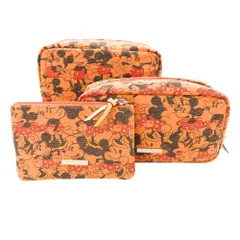 【中古】 SAMANTHA THAVASA NEW YORK サマンサタバサ ニューヨーク ミッキー＆ミニー ポーチ 3点セット オレンジ レディース 大容量 大きめ メイクポーチ トラベルポーチ  A2502856【無料ギフトラッピング承ります】