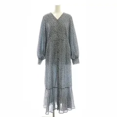 N.Natural Beauty Basic N.ナチュラルビューティーベーシック バイカラー小花プリントマキシワンピース 長袖 ロング M グレー /AT ■OS