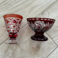 ビンテージ Amberina ガラス シュガー＆クリーマーセット - メルカリ
