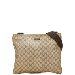 グッチ GGスプリーム 201446 ベージュ ブラウン PVC レザー レディース GUCCI【1-0220186】