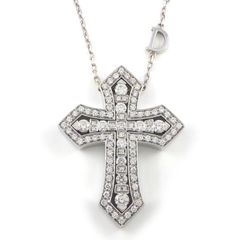 ダミアーニ DAMIANI ネックレス ベル エポック クラウンM 20086733 YOSHIDA 100周年記念モデル クロス パヴェ ダイヤモンド K18WG 【箱・保付き】 【中古】