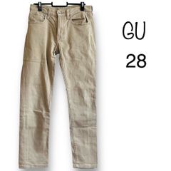 TS-39　≪メンズ≫ GU ストレッチ デニム ズボン パンツ チノ 28 スリム ベージュ系